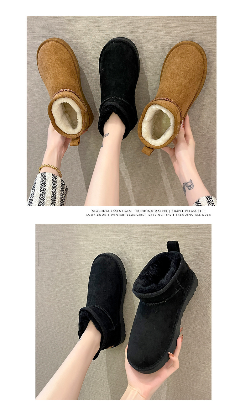 2021winter New Fashion Casual Snow Boots Solid Color Soft-Soled Thickened Women's Shoes Warm Matte Cotton-Padded Shoes for Women