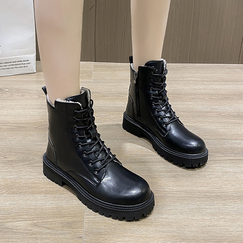 Dr. Martens Boots Women&#039;s 2020 Autumn and Winter New Thick-Soled Women&#039;s Short Boots British Style Lace-up Snow Boots Boots Women&#039;s Cotton Boots