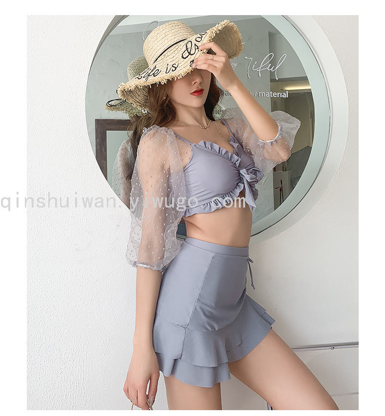 Swimwear Women's Fashion Lace One-Sleeve Swimsuit Fashion Split Beachwear Winter Hot Spring Swimsuit Swimwear Women's Fashion Lace One-Sleeve Swimsuit Fashion Split Beachwear Winter Hot Spring Swimsuit