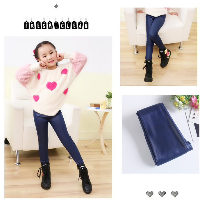 Imitation Leather Pants Crawler Fleece-Lined Thickened Autumn And Winter New Children 'S Clothing Children 'S Leggings Leather Pants 2021 Baby Pants Crawler Wholesale