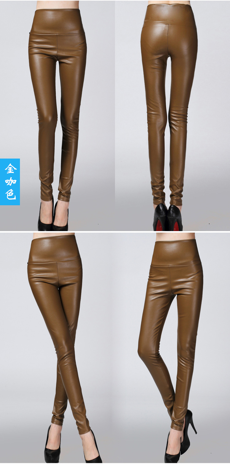 Real Shot Autumn and Winter Foreign Trade Solid Color PU Leather Outer Wear Solid Color High Waist Tight Leather Pants plus Velvet Thick Leggings Real Shot Autumn and Winter Foreign Trade Solid Color PU Leather Outer Wear Solid Color High Waist Tight Leather Pants plus Velvet Thick Leggings