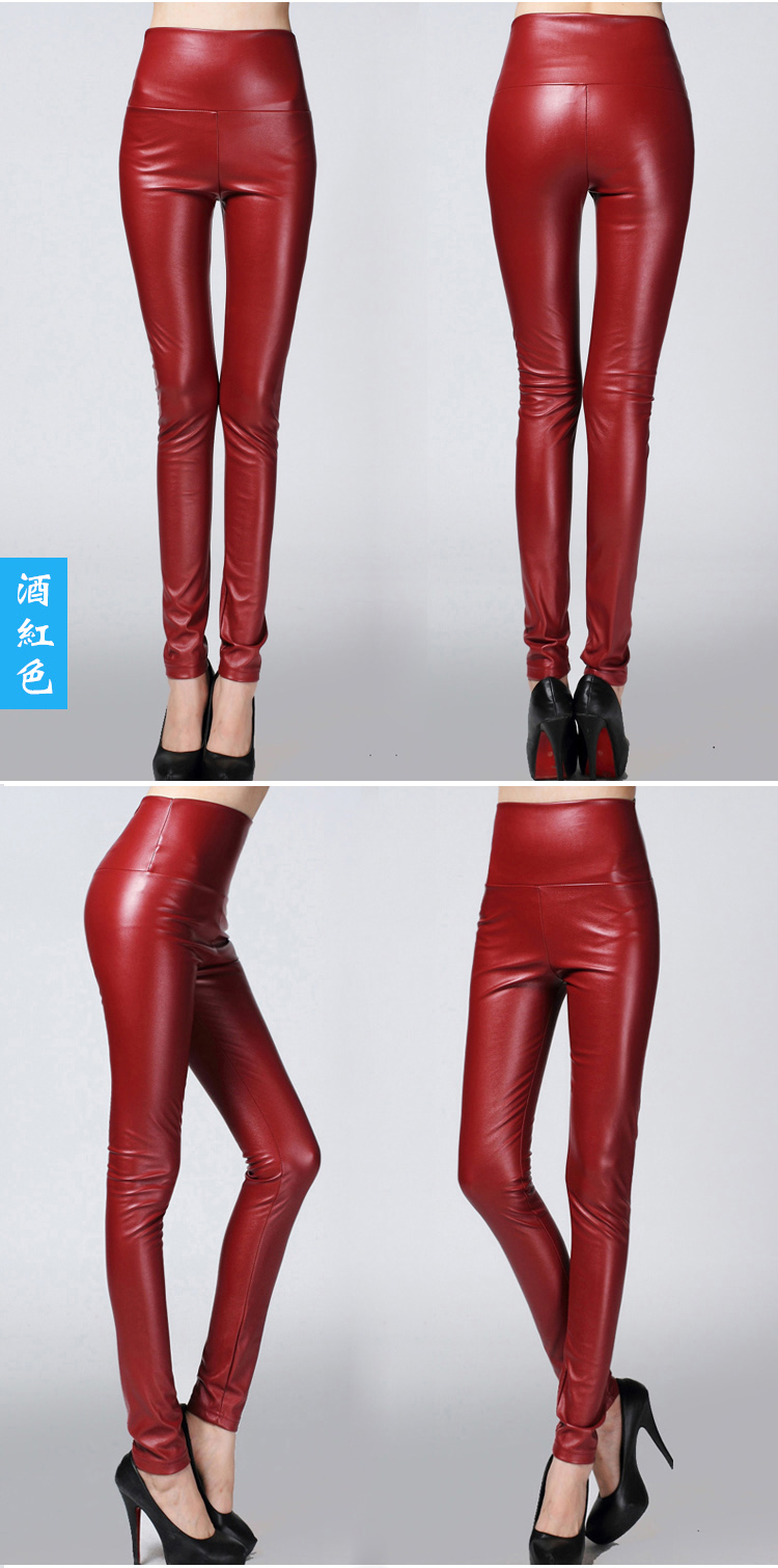 Real Shot Autumn and Winter Foreign Trade Solid Color PU Leather Outer Wear Solid Color High Waist Tight Leather Pants plus Velvet Thick Leggings Real Shot Autumn and Winter Foreign Trade Solid Color PU Leather Outer Wear Solid Color High Waist Tight Leather Pants plus Velvet Thick Leggings
