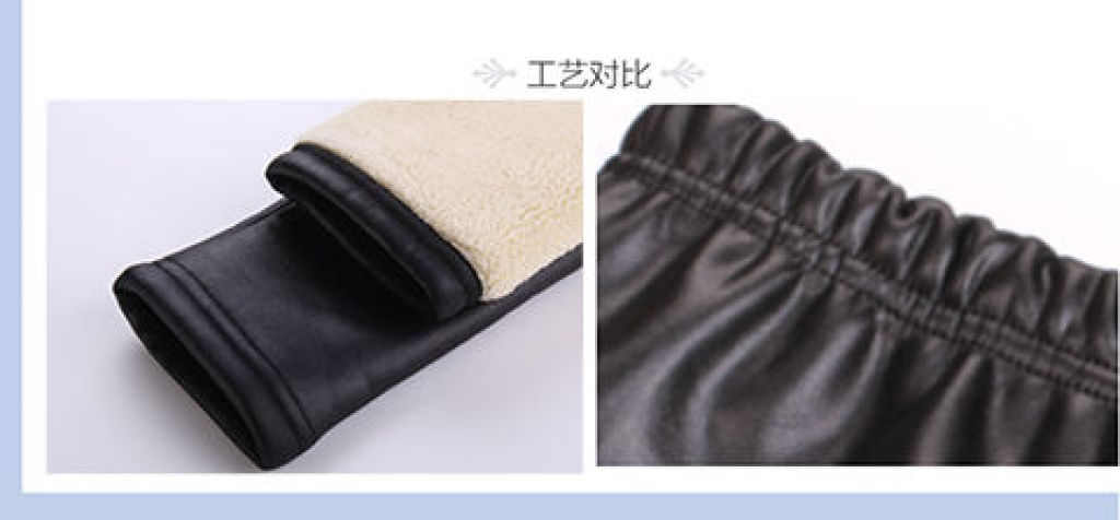 Leather Pants Girls' Leggings Fleece-Lined Thickened Children's Pants Autumn and Winter Toddler Keep Baby Warm Trousers