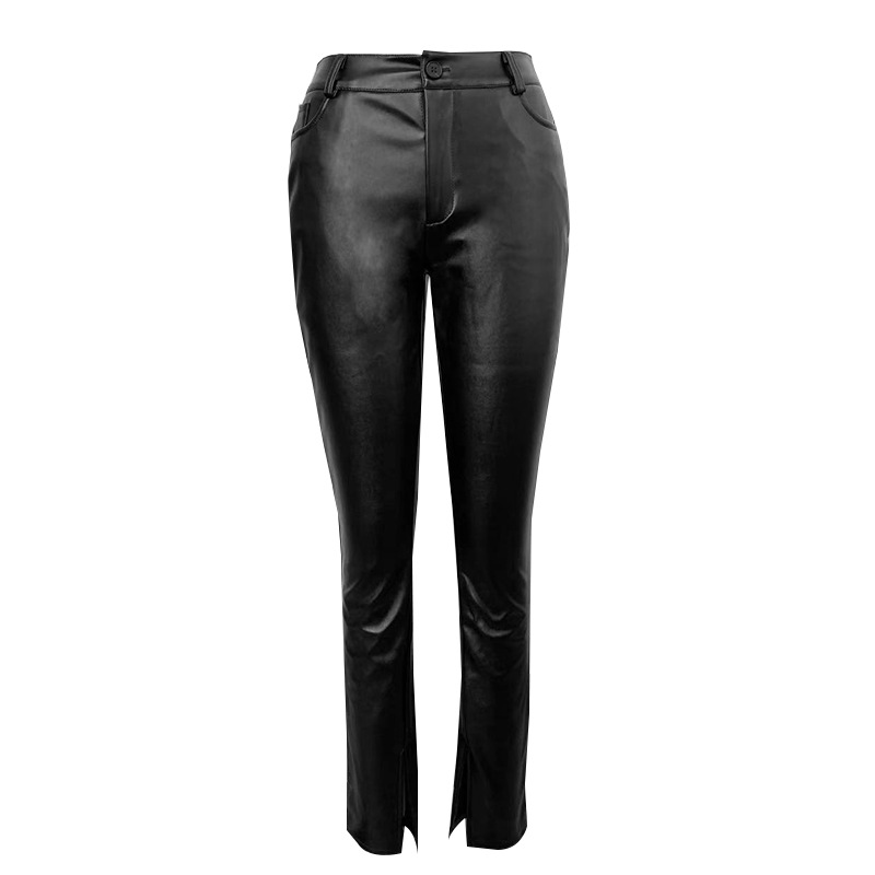 Cross-Border Supply European and American Wish Casual Pants 2022 Spring and Summer High Waist Slimming and Tight Women's Pants Pu Amazon Leather Pants Cross-Border Supply European and American Wish Casual Pants 2022 Spring and Summer High Waist Slimming and Tight Women's Pants Pu Amazon Leather Pants