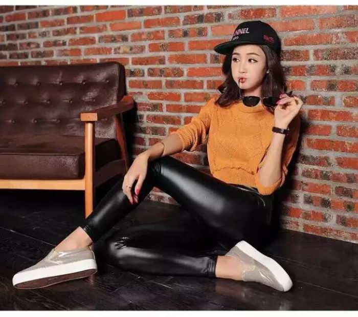 The new Korea Guokuan waist leather pants leather pants 201 slender base The new Korea Guokuan waist leather pants leather pants 201 slender base