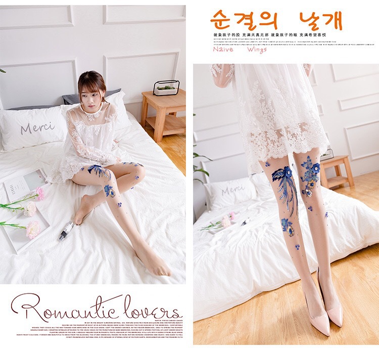 Hand-Embroidered Flowers Style Cherry Blue Enchantress Pattern Anti-Snagging Mask Socks Stockings Pantyhose for Women Hand-Embroidered Flowers Style Cherry Blue Enchantress Pattern Anti-Snagging Mask Socks Stockings Pantyhose for Women