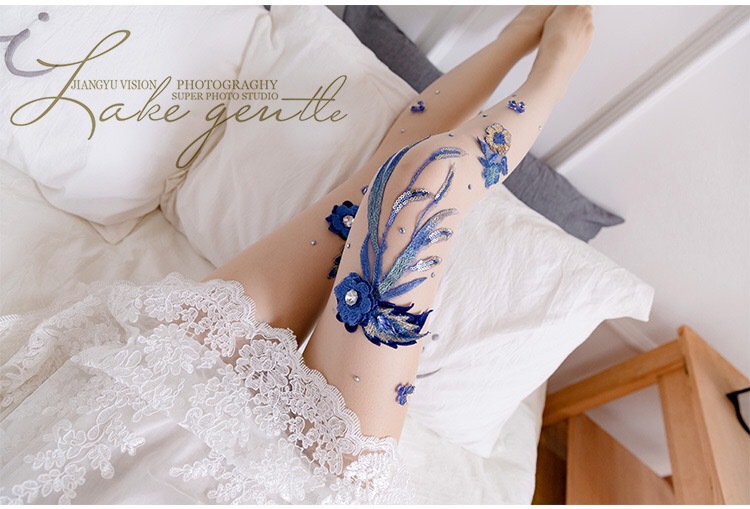 Hand-Embroidered Flowers Style Cherry Blue Enchantress Pattern Anti-Snagging Mask Socks Stockings Pantyhose for Women Hand-Embroidered Flowers Style Cherry Blue Enchantress Pattern Anti-Snagging Mask Socks Stockings Pantyhose for Women