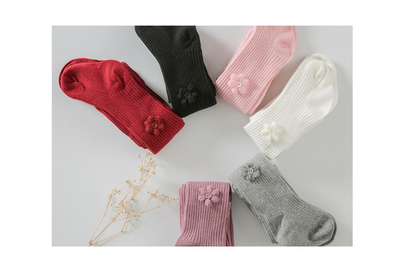 Korean version of dish cotton double-needle vertical strip leggings for children children children socks flower button pantyhose Korean version of dish cotton double-needle vertical strip leggings for children children children socks flower button pantyhose