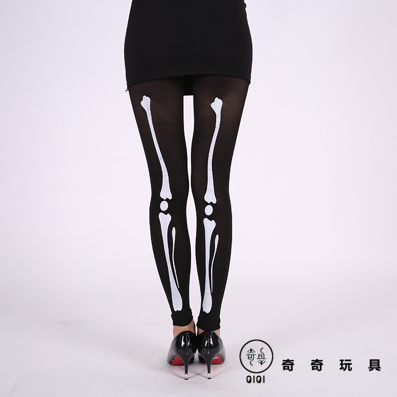 Halloween skeleton print pantyhose party Halloween masquerade role play leg bone stockings