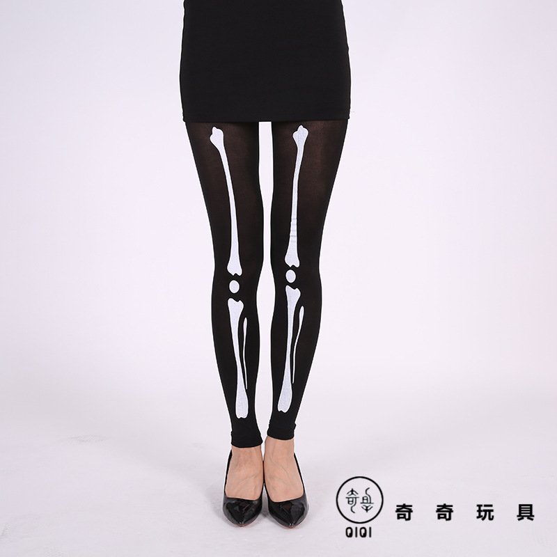 Halloween skeleton print pantyhose party Halloween masquerade role play leg bone stockings
