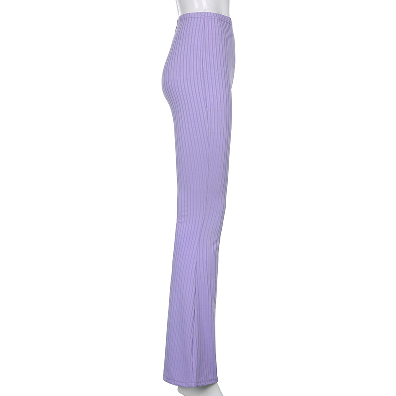 European and American Style 2021 New Women's Pants Fashion Pure Color Tight High-Waisted Boot-Cut Pants Female Stretch Casual Trousers European and American Style 2021 New Women's Pants Fashion Pure Color Tight High-Waisted Boot-Cut Pants Female Stretch Casual Trousers