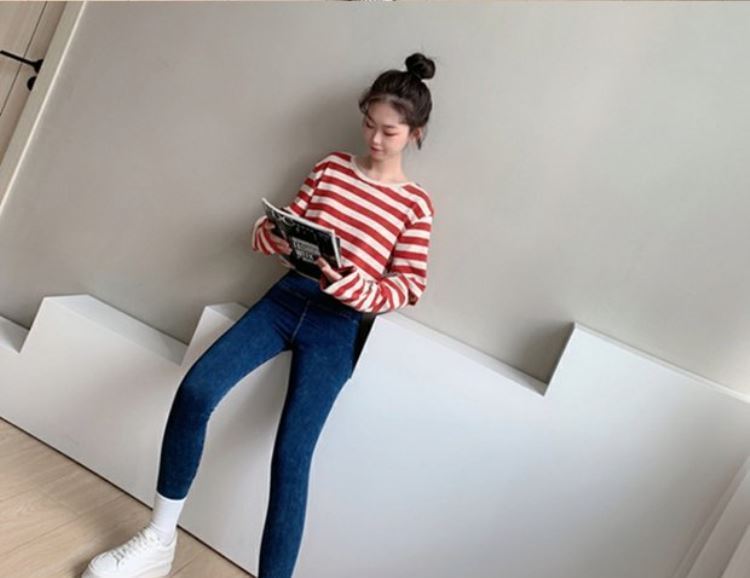 Tiktok Khaki Fleece-Lined Denim Weight Loss Pants High Waist Shaping Women's Yoga Tight Tappered Pencil Bottoming Trousers Tiktok Khaki Fleece-Lined Denim Weight Loss Pants High Waist Shaping Women's Yoga Tight Tappered Pencil Bottoming Trousers