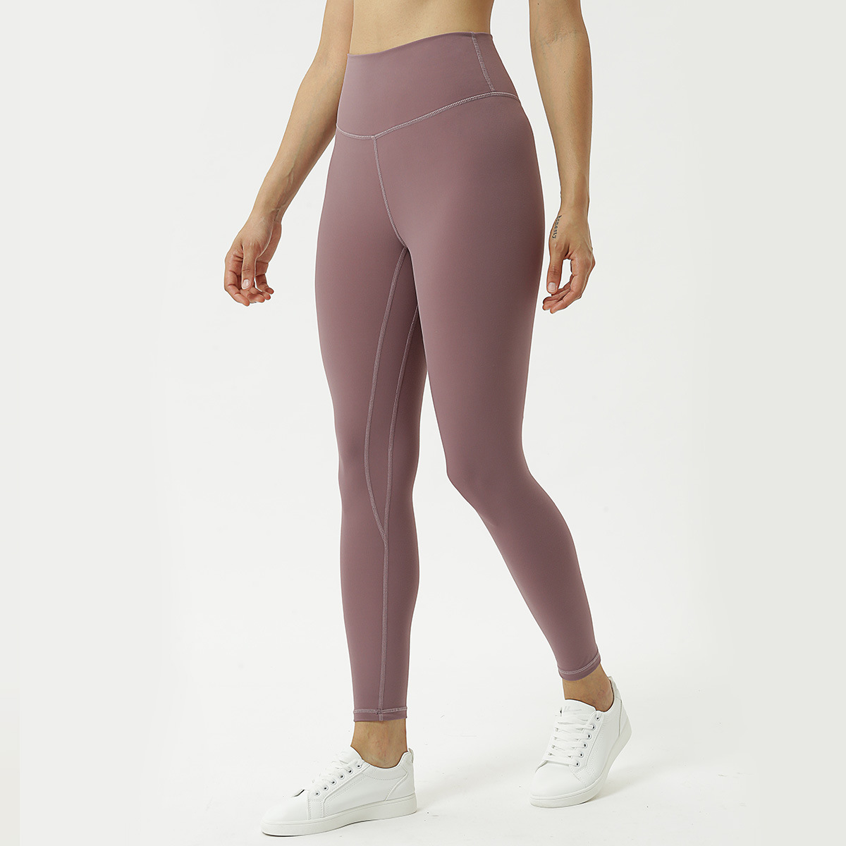 New DoubleSided Brushed Solid Color Yoga Pants Women&#039;s Tight Capri Fitness Trousers High Waist Nude Yoga Pants