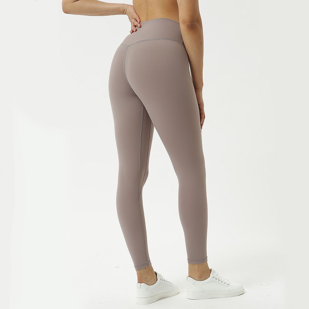 New DoubleSided Brushed Solid Color Yoga Pants Women&#039;s Tight Capri Fitness Trousers High Waist Nude Yoga Pants