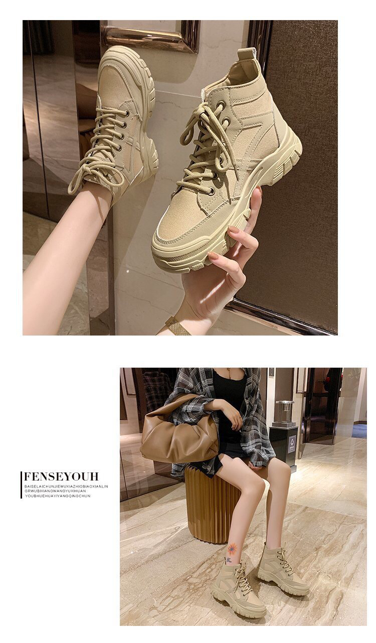 High-Top Canvas Shoes for Women 2020 Autumn and Winter New Black Tie Canvas Martin Boots Height Increasing Non-Slip Student Shoes High-Top Canvas Shoes for Women 2020 Autumn and Winter New Black Tie Canvas Martin Boots Height Increasing Non-Slip Student Shoes