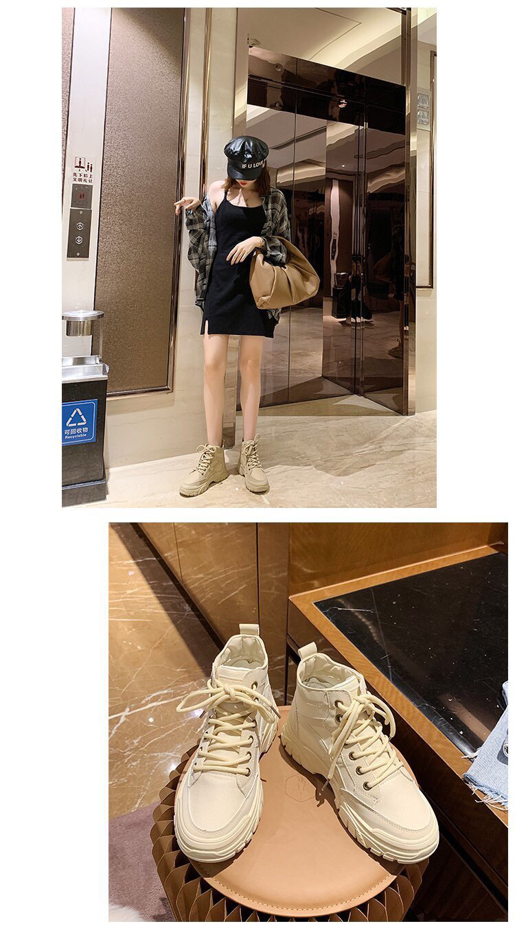 High-Top Canvas Shoes for Women 2020 Autumn and Winter New Black Tie Canvas Martin Boots Height Increasing Non-Slip Student Shoes High-Top Canvas Shoes for Women 2020 Autumn and Winter New Black Tie Canvas Martin Boots Height Increasing Non-Slip Student Shoes