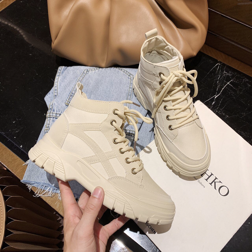 High-Top Canvas Shoes for Women 2020 Autumn and Winter New Black Tie Canvas Martin Boots Height Increasing Non-Slip Student Shoes High-Top Canvas Shoes for Women 2020 Autumn and Winter New Black Tie Canvas Martin Boots Height Increasing Non-Slip Student Shoes