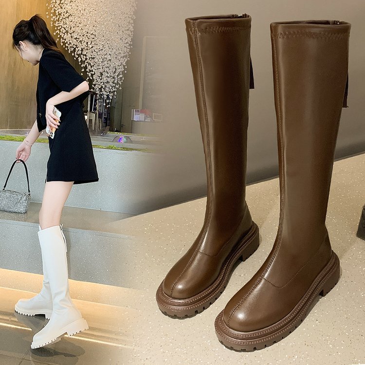Boots High Flat Bottom 2021 New below the Knee Shorty Long Boots Female Slimming Knight Martin Boots Boots High Flat Bottom 2021 New below the Knee Shorty Long Boots Female Slimming Knight Martin Boots