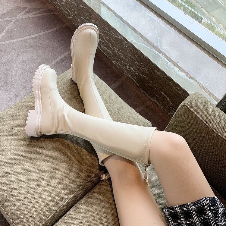 Boots High Flat Bottom 2021 New below the Knee Shorty Long Boots Female Slimming Knight Martin Boots Boots High Flat Bottom 2021 New below the Knee Shorty Long Boots Female Slimming Knight Martin Boots