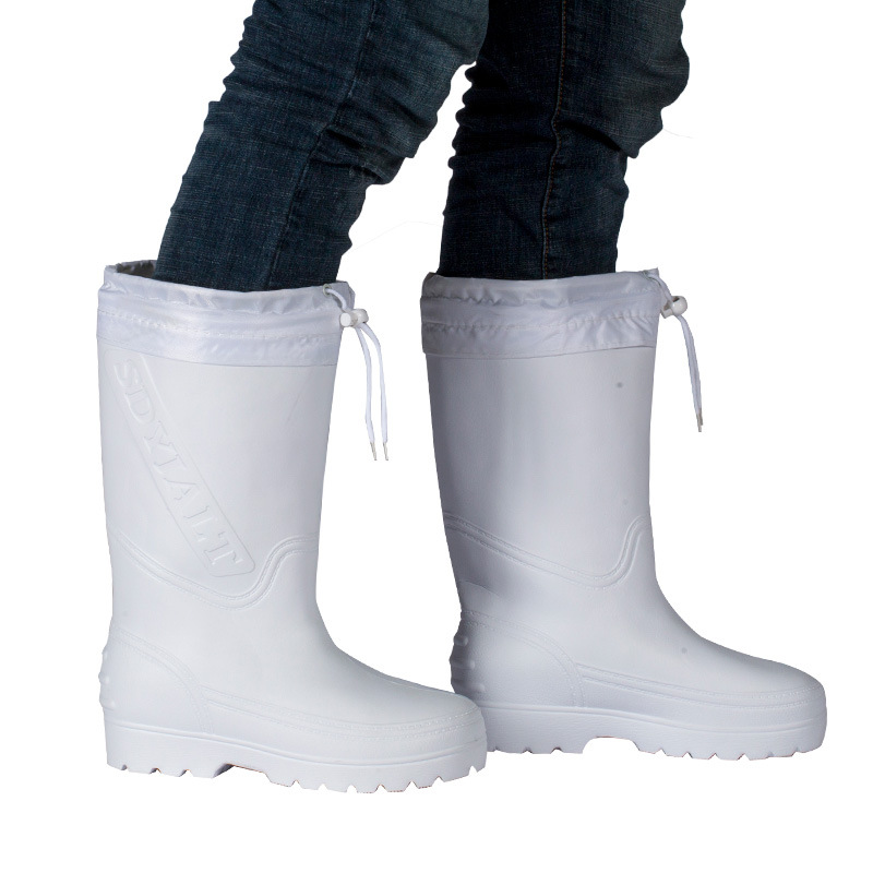 EVA Foam Rain Shoes Non-Slip Men&#039;s and Women&#039;s Rubber Boots High Oil-Resistant Kitchen Food Factory Waterproof Warm Winter Cotton Long Tube
