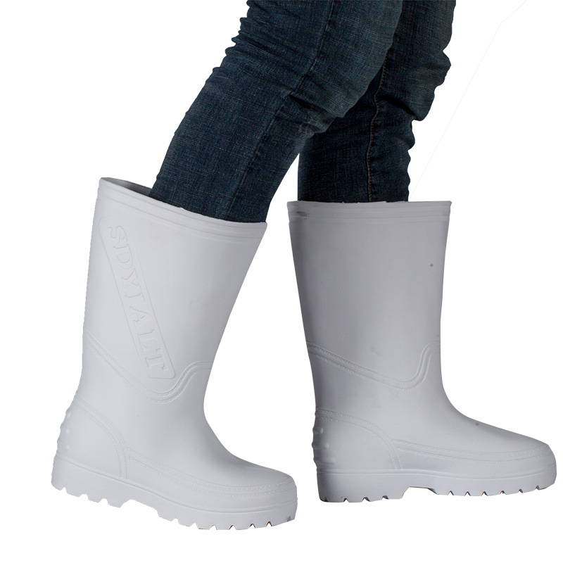 EVA Foam Rain Shoes Non-Slip Men&#039;s and Women&#039;s Rubber Boots High Oil-Resistant Kitchen Food Factory Waterproof Warm Winter Cotton Long Tube