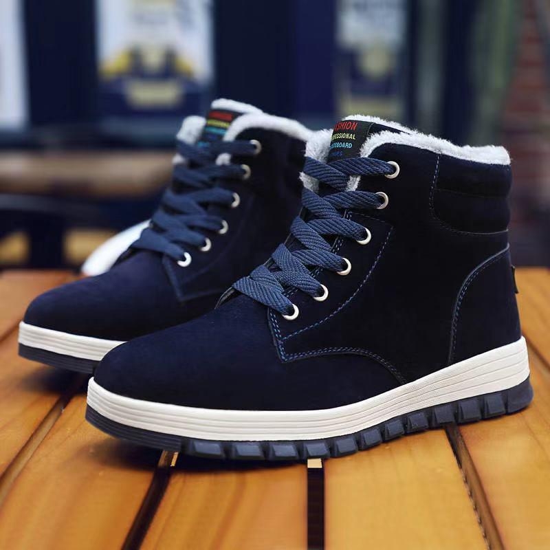Cotton-Padded Shoes Men&#039;s Winter Warm Fleece-Lined Waterproof Dr. Martens Boots High-Top Shoes Men&#039;s Korean-Style Large Size Trendy Shoes Northeast Snow Boots Men&#039;s