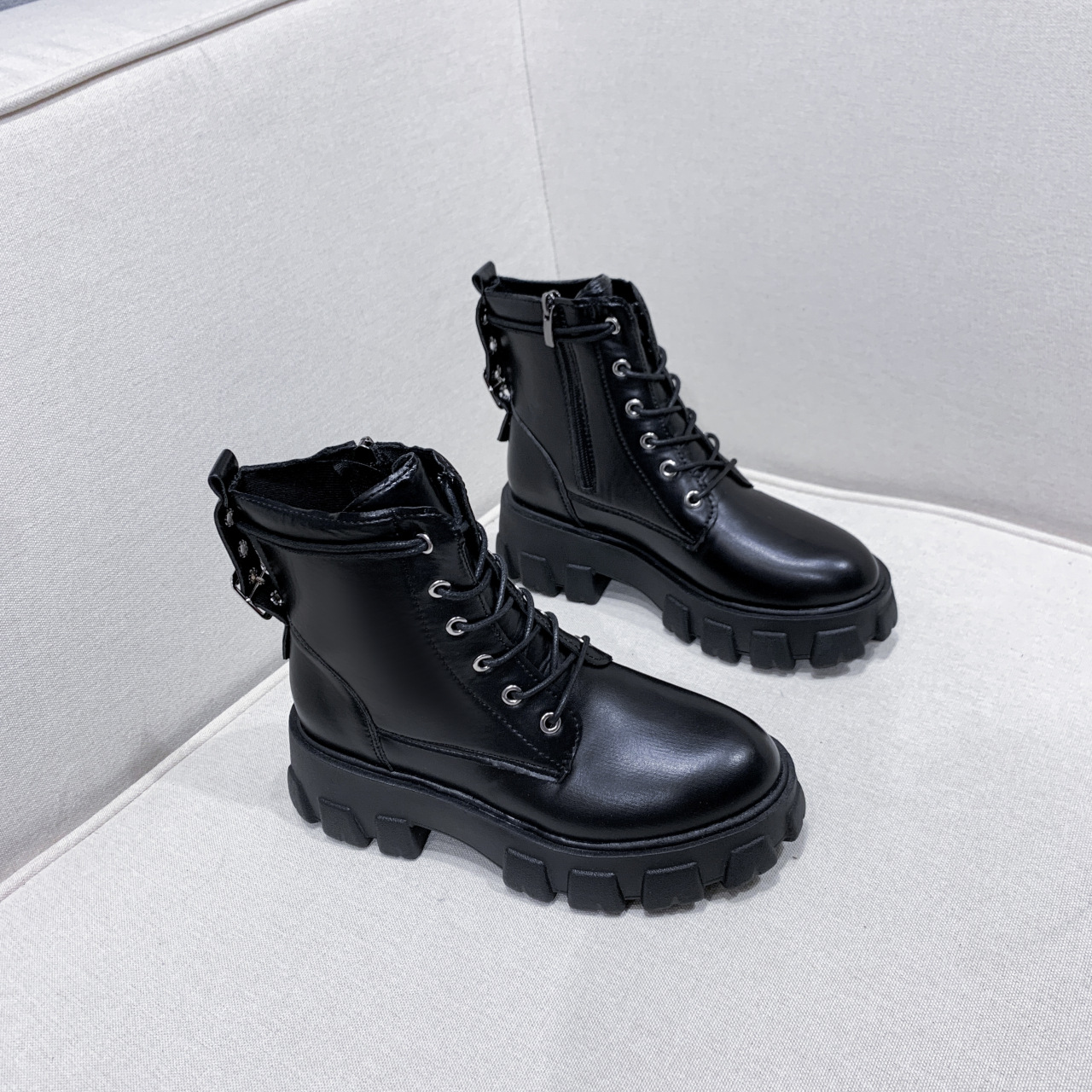 Black Martin Boots Women&#039;s 2020 Autumn and Winter New High Heel British Platform Online Influencer Fashion Casual Boots