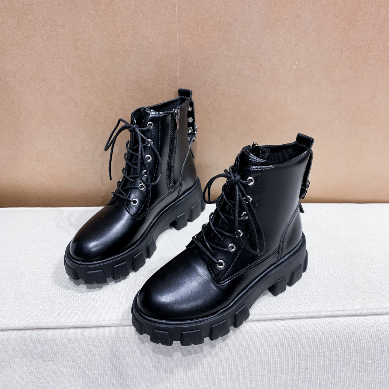 Black Martin Boots Women&#039;s 2020 Autumn and Winter New High Heel British Platform Online Influencer Fashion Casual Boots