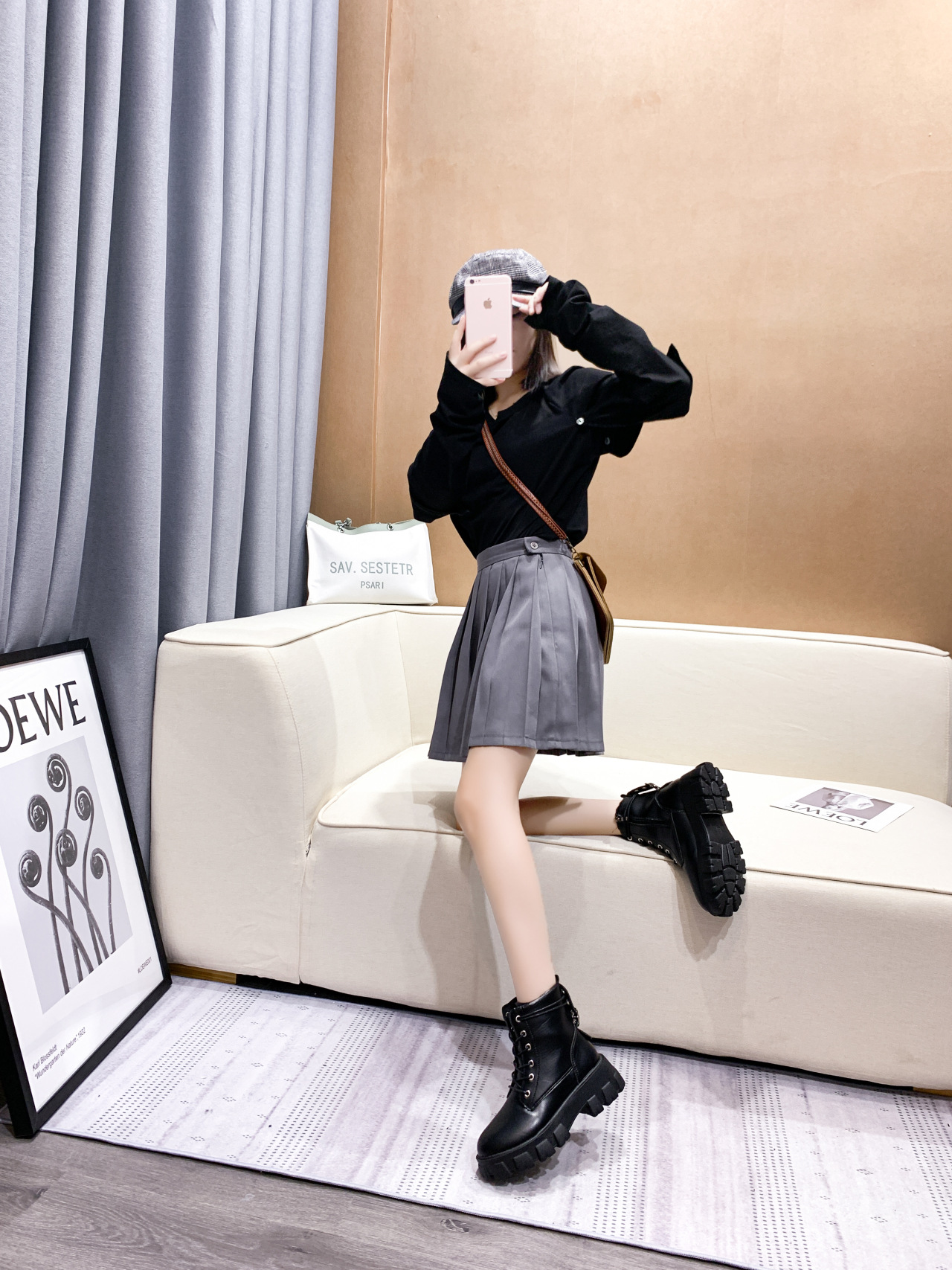 Black Martin Boots Women's 2020 Autumn and Winter New High Heel British Platform Online Influencer Fashion Casual Boots