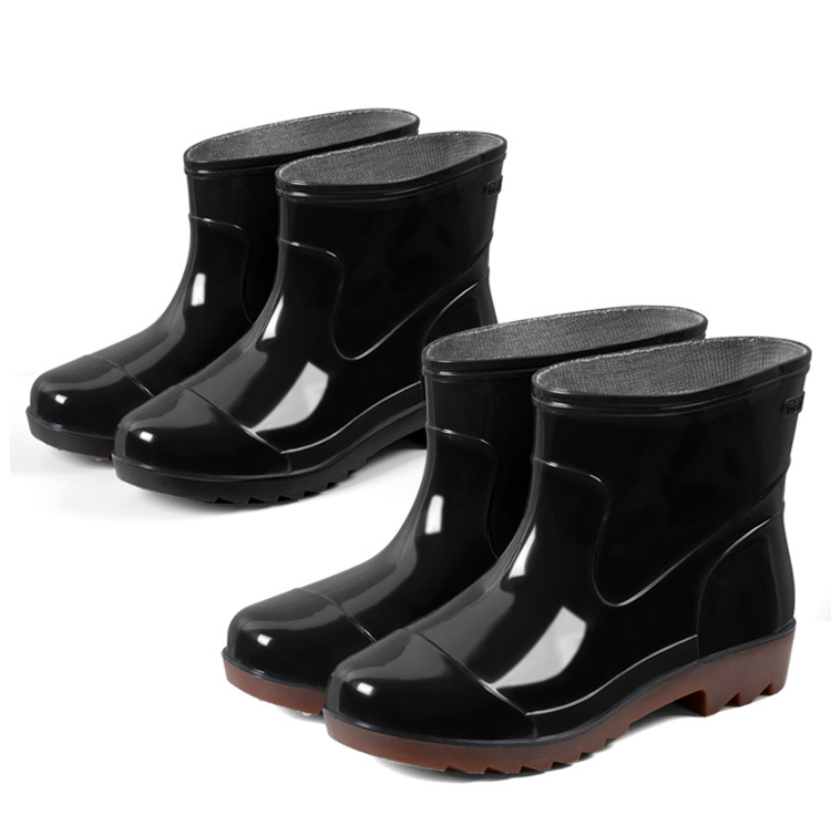 Plastic 3537 Rain Boots Men's Low-Cut Short Rain Shoes Black PVC Plastic Shoes Beef Tendon Platform Waterproof Shoes Rain Shoes Shoe Cover Plastic 3537 Rain Boots Men's Low-Cut Short Rain Shoes Black PVC Plastic Shoes Beef Tendon Platform Waterproof Shoes Rain Shoes Shoe Cover