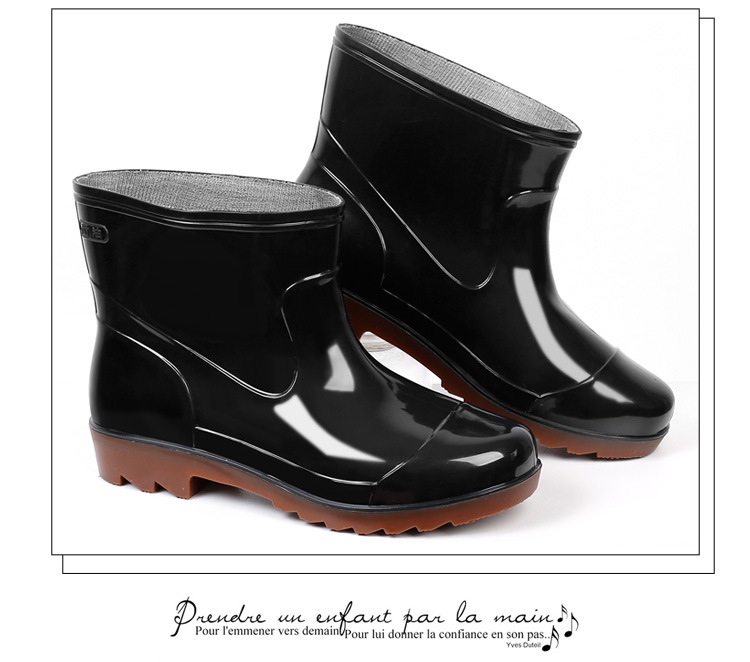 Plastic 3537 Rain Boots Men's Low-Cut Short Rain Shoes Black PVC Plastic Shoes Beef Tendon Platform Waterproof Shoes Rain Shoes Shoe Cover Plastic 3537 Rain Boots Men's Low-Cut Short Rain Shoes Black PVC Plastic Shoes Beef Tendon Platform Waterproof Shoes Rain Shoes Shoe Cover