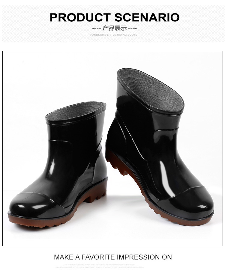 Plastic 3537 Rain Boots Men's Low-Cut Short Rain Shoes Black PVC Plastic Shoes Beef Tendon Platform Waterproof Shoes Rain Shoes Shoe Cover Plastic 3537 Rain Boots Men's Low-Cut Short Rain Shoes Black PVC Plastic Shoes Beef Tendon Platform Waterproof Shoes Rain Shoes Shoe Cover