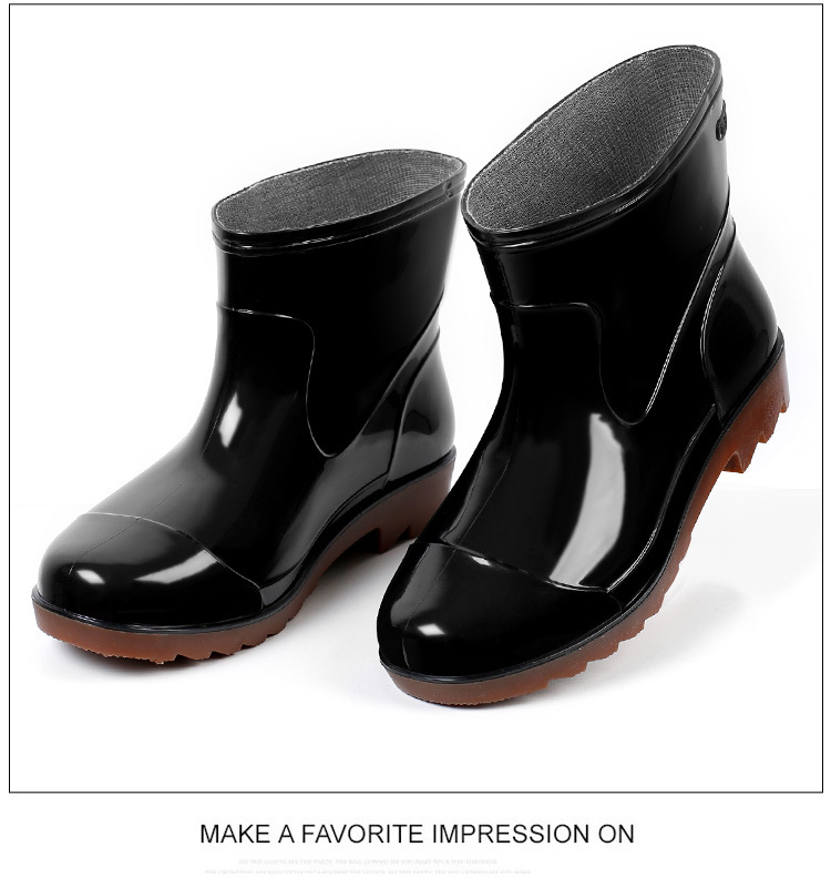 Plastic 3537 Rain Boots Men's Low-Cut Short Rain Shoes Black PVC Plastic Shoes Beef Tendon Platform Waterproof Shoes Rain Shoes Shoe Cover Plastic 3537 Rain Boots Men's Low-Cut Short Rain Shoes Black PVC Plastic Shoes Beef Tendon Platform Waterproof Shoes Rain Shoes Shoe Cover