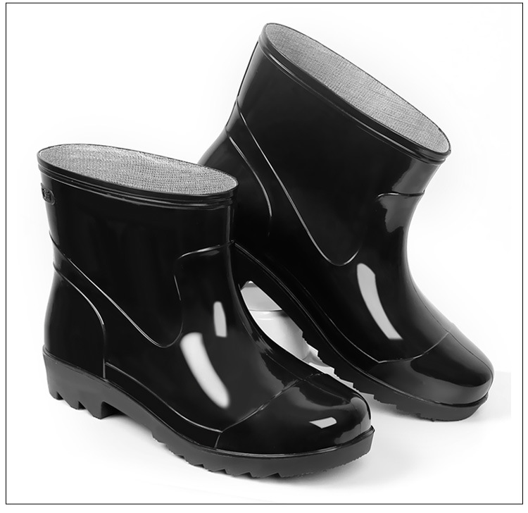 Plastic 3537 Rain Boots Men's Low-Cut Short Rain Shoes Black PVC Plastic Shoes Beef Tendon Platform Waterproof Shoes Rain Shoes Shoe Cover Plastic 3537 Rain Boots Men's Low-Cut Short Rain Shoes Black PVC Plastic Shoes Beef Tendon Platform Waterproof Shoes Rain Shoes Shoe Cover