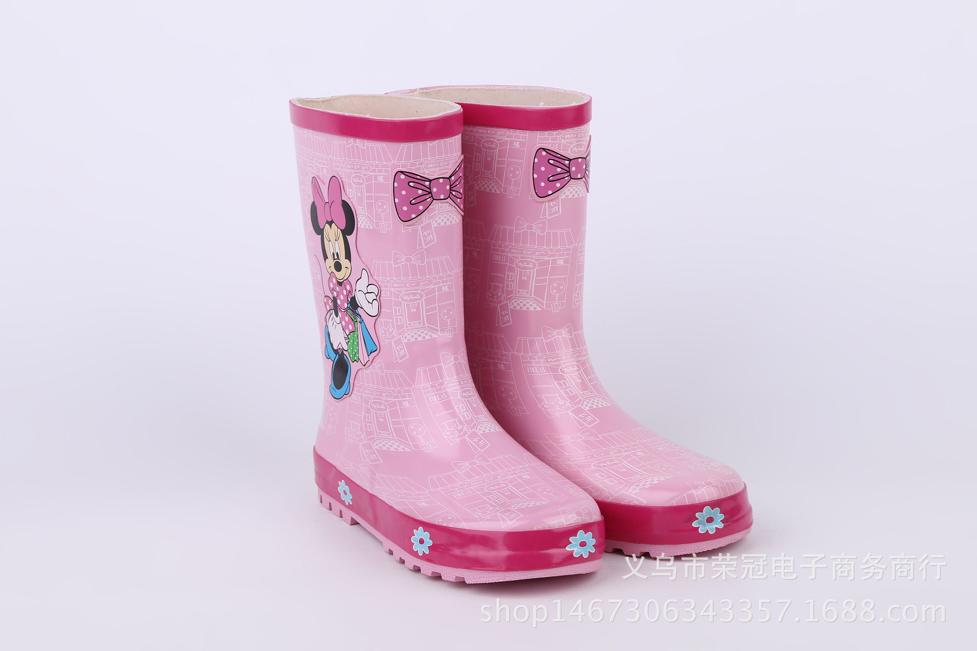 Foreign Trade Fashion and Environment-Friendly Rubber Pink Mickey Cartoon Children's Rain Boots Girls Anti-Slip Rain Boots Kids' Rain Boots Shoe Cover
