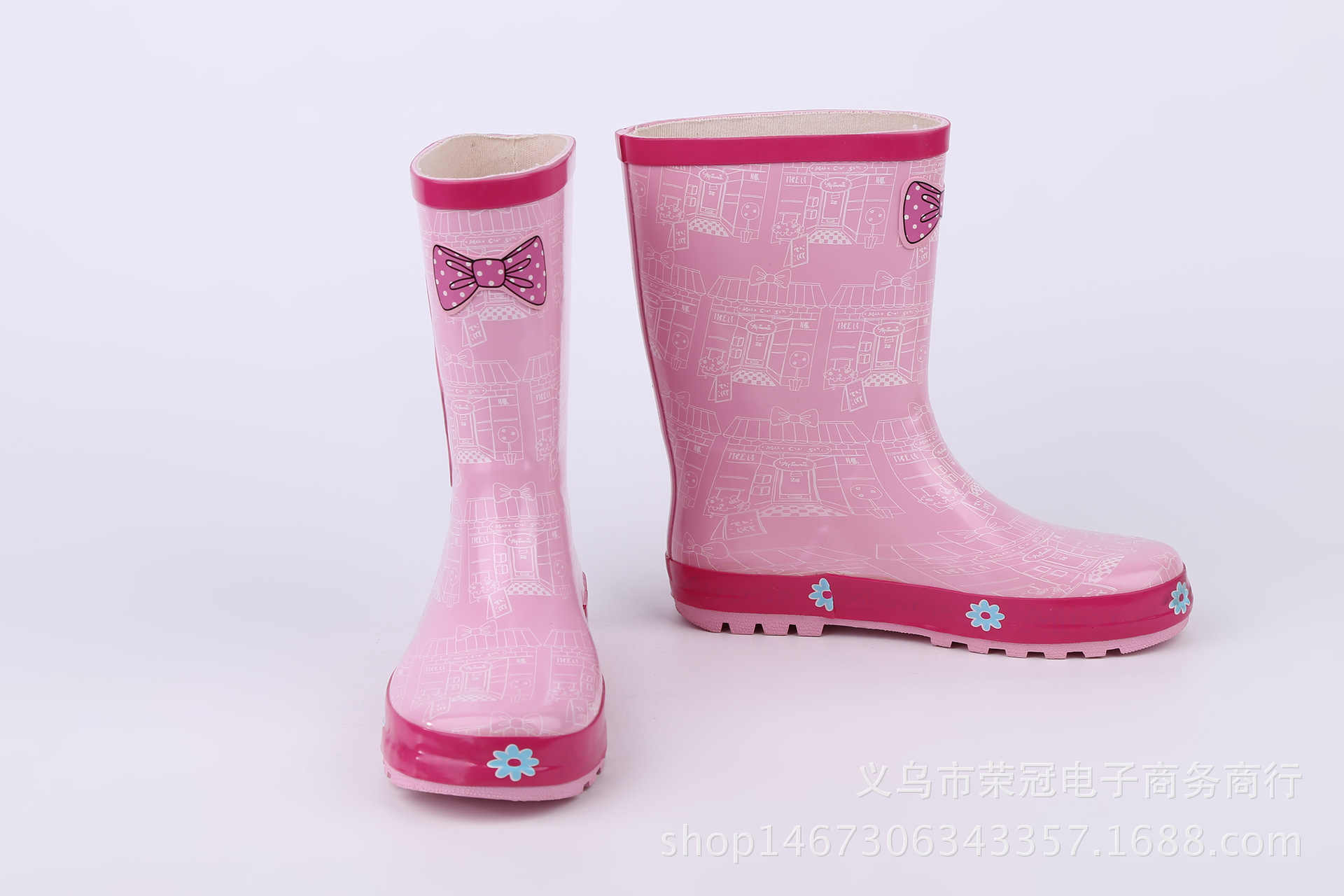 Foreign Trade Fashion and Environment-Friendly Rubber Pink Mickey Cartoon Children's Rain Boots Girls Anti-Slip Rain Boots Kids' Rain Boots Shoe Cover