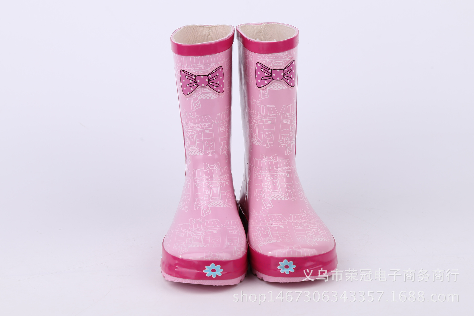 Foreign Trade Fashion and Environment-Friendly Rubber Pink Mickey Cartoon Children's Rain Boots Girls Anti-Slip Rain Boots Kids' Rain Boots Shoe Cover