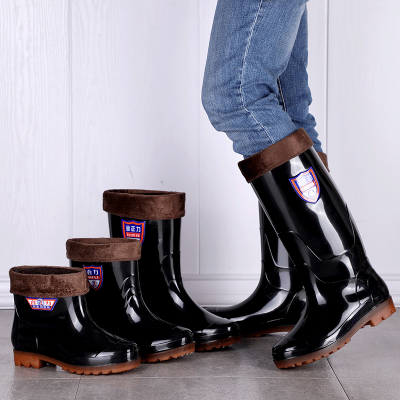 Add Knee-High Rain Boots PVC Material Black Men&#039;s Industrial Rain Boots Outdoor Rain Boots Factory Direct Supply