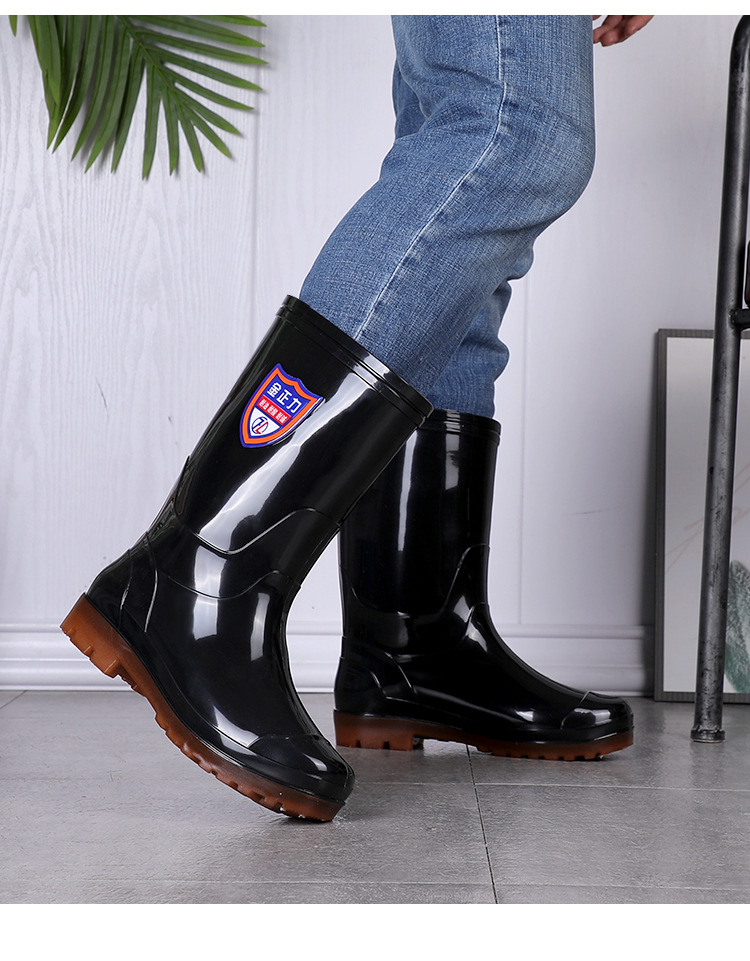 Add Knee-High Rain Boots PVC Material Black Men's Industrial Rain Boots Outdoor Rain Boots Factory Direct Supply Add Knee-High Rain Boots PVC Material Black Men's Industrial Rain Boots Outdoor Rain Boots Factory Direct Supply