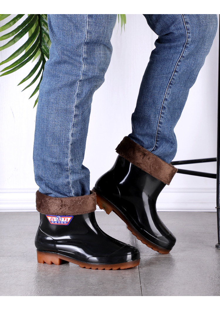 Add Knee-High Rain Boots PVC Material Black Men's Industrial Rain Boots Outdoor Rain Boots Factory Direct Supply Add Knee-High Rain Boots PVC Material Black Men's Industrial Rain Boots Outdoor Rain Boots Factory Direct Supply
