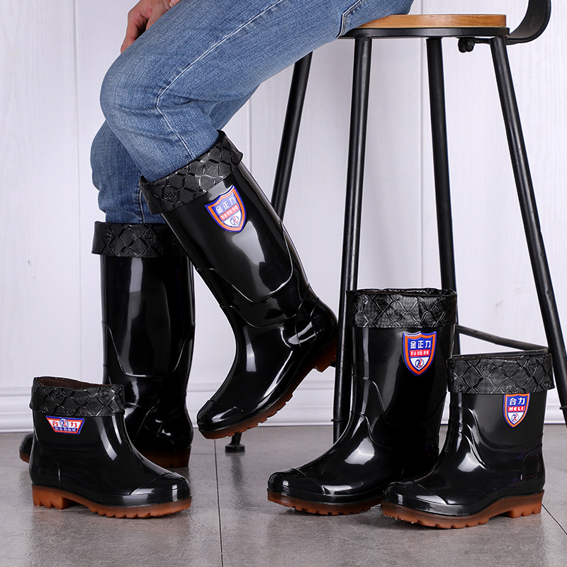 Add Knee-High Rain Boots PVC Material Black Men's Industrial Rain Boots Outdoor Rain Boots Factory Direct Supply Add Knee-High Rain Boots PVC Material Black Men's Industrial Rain Boots Outdoor Rain Boots Factory Direct Supply