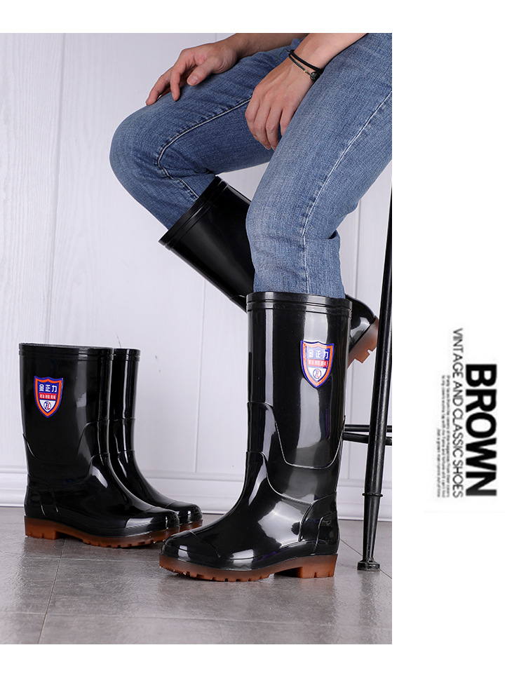 Add Knee-High Rain Boots PVC Material Black Men's Industrial Rain Boots Outdoor Rain Boots Factory Direct Supply Add Knee-High Rain Boots PVC Material Black Men's Industrial Rain Boots Outdoor Rain Boots Factory Direct Supply