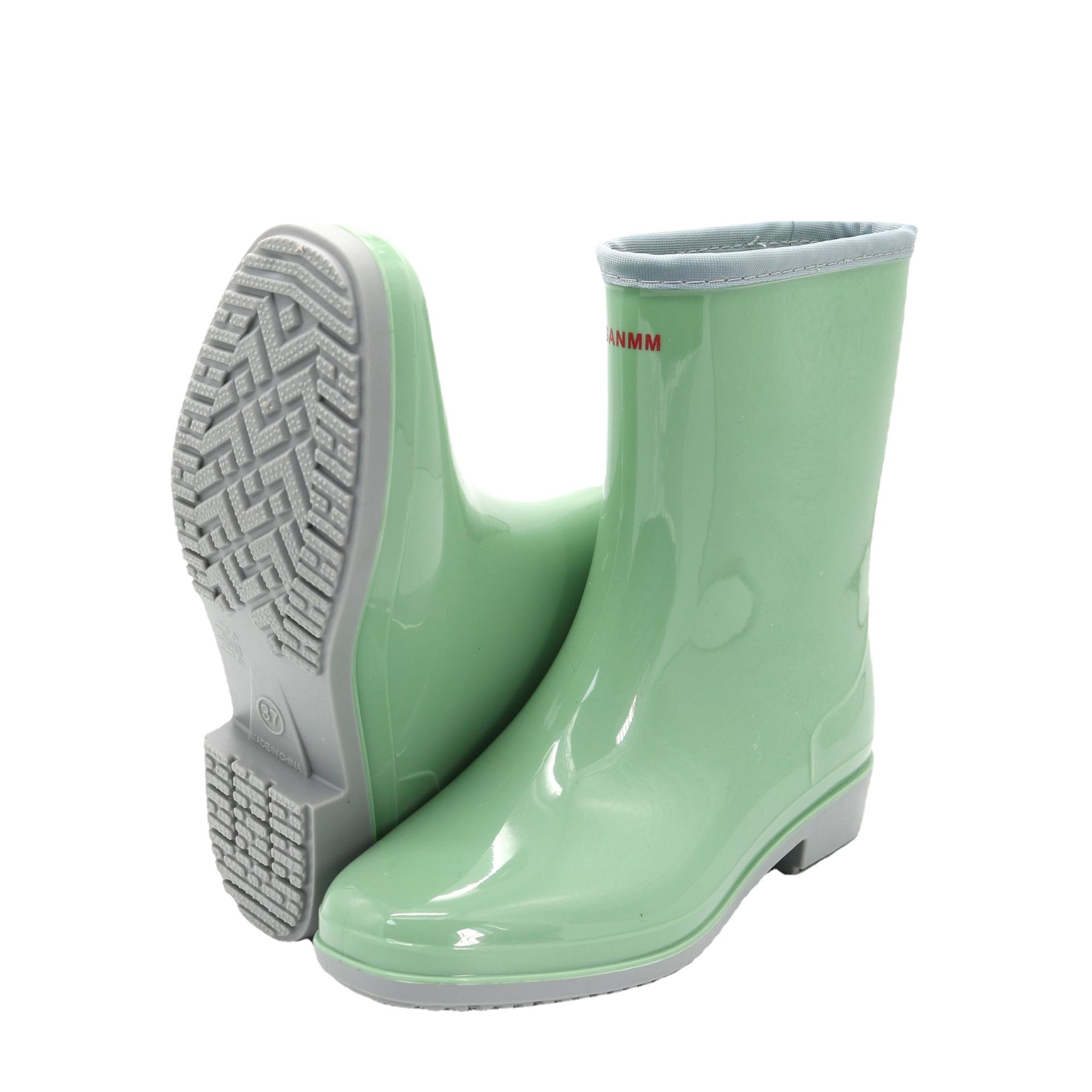 Cross-Border Rain Boots Mid-Calf Women&#039;s Fashion Solid Color Adult PVC Rain Boots Outdoor Waterproof Ladies Water Shoes Rubber Shoes
