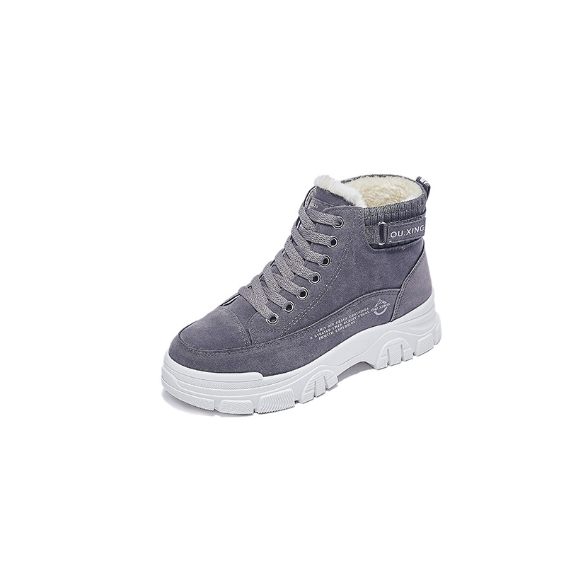 Women&#039;s Cotton-Padded Shoes Winter New Fleece-Lined Student Casual Sports High-Top Board Shoes Thickened Autumn and Winter New Warm Women&#039;s Shoes