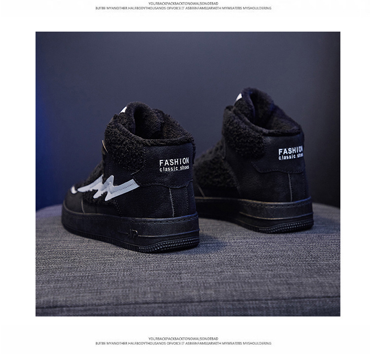INS Fleece-Lined Warm High-Top Casual Shoes Women's 2020 Winter New Students Warm-Keeping Cotton-Padded Shoes Women's Korean-Style Running Shoes