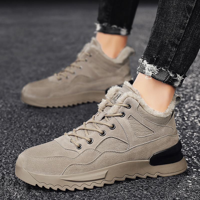 Men&#039;s Shoes 2021 New Winter Fleece-Lined High-Top Shoes Insulated Cotton-Padded Shoes Men&#039;s Mid-Top Casual Sneakers Versatile Fashion Shoes