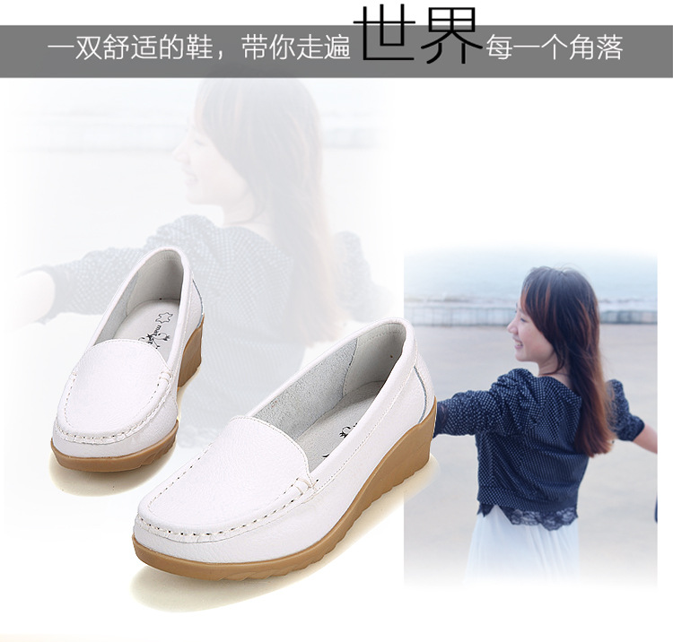 New Spring and Autumn Cowhide Wedge Nurse Shoes Casual Mom Shoes Leather Shoes Flat Pumps Women's Women's Mid Heel Shoes New Spring and Autumn Cowhide Wedge Nurse Shoes Casual Mom Shoes Leather Shoes Flat Pumps Women's Women's Mid Heel Shoes