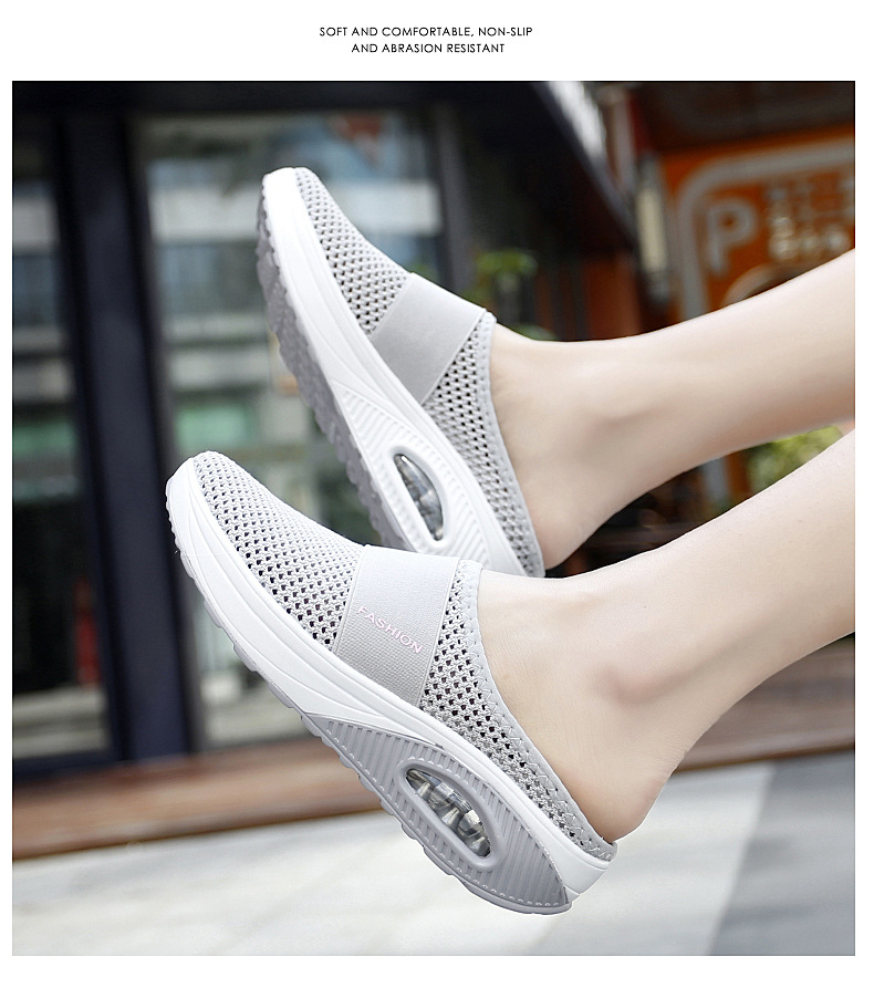 Foreign Trade Shoes 2021 Summer European and American plus Size Closed Toe Half Slippers Women's Mesh Heel-Free Slip-on Women's Shoes Flat Shoes Foreign Trade Shoes 2021 Summer European and American plus Size Closed Toe Half Slippers Women's Mesh Heel-Free Slip-on Women's Shoes Flat Shoes
