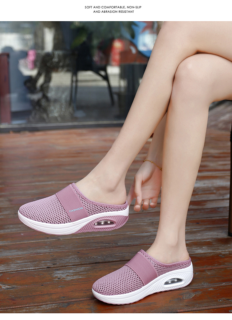 Foreign Trade Shoes 2021 Summer European and American plus Size Closed Toe Half Slippers Women's Mesh Heel-Free Slip-on Women's Shoes Flat Shoes Foreign Trade Shoes 2021 Summer European and American plus Size Closed Toe Half Slippers Women's Mesh Heel-Free Slip-on Women's Shoes Flat Shoes