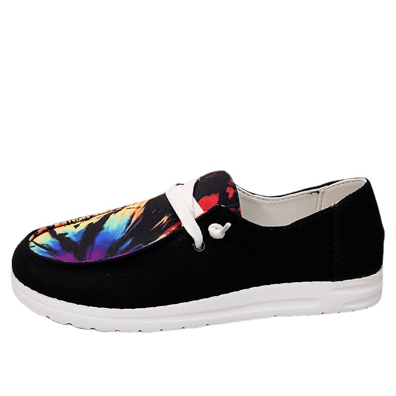 2021 Independent Station Cross-Border Large Size to 43 Viscose Shoes Fashion round Toe Flat Heel Spot Low-Top Platform Canvas Shoes for Women